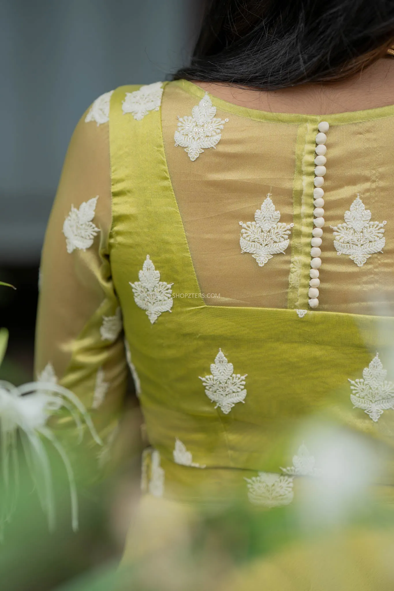Apple Green Full Hand Crop Top & Skirt With Embroidery & Sequins