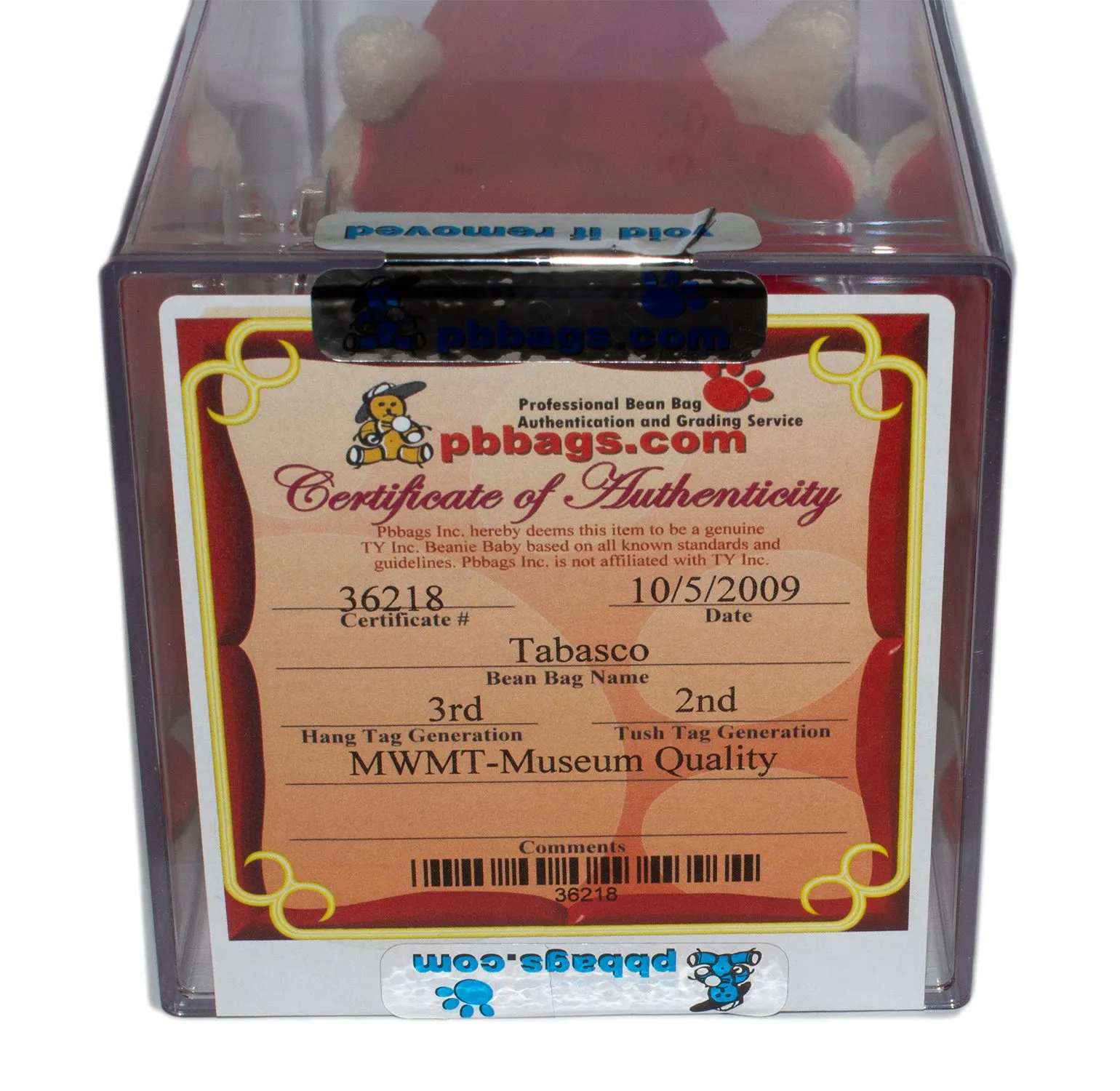 Authenticated Beanie Baby: 3rd Generation Tabasco the Bull