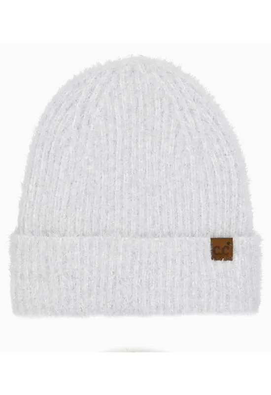 CC Beanie - Metallic Eyelash Cuff Beanie Ivory
