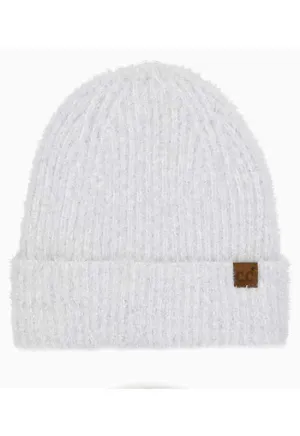 CC Beanie - Metallic Eyelash Cuff Beanie Ivory