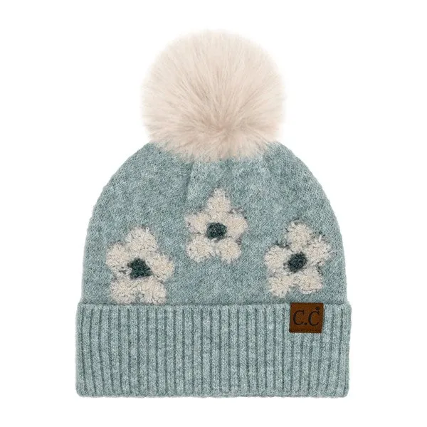 C.C DAISY BEANIE W/ POM (MINT)
