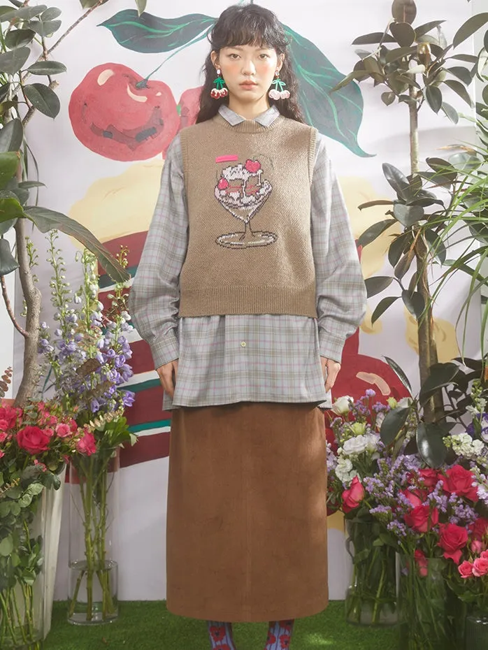 Cherry Cupcake Jacquard Knitted Vest