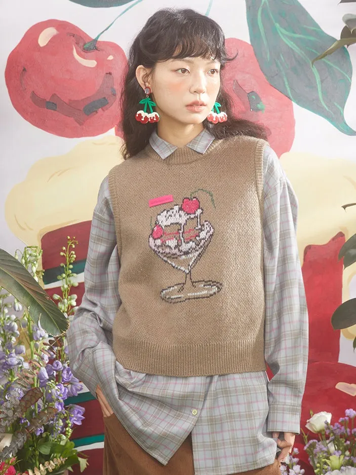 Cherry Cupcake Jacquard Knitted Vest