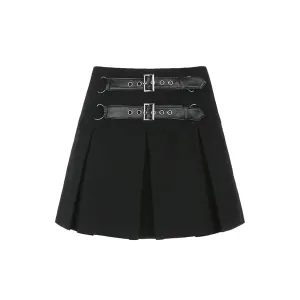 Dark Grunge Pleated Mini Skirt 2 Straps