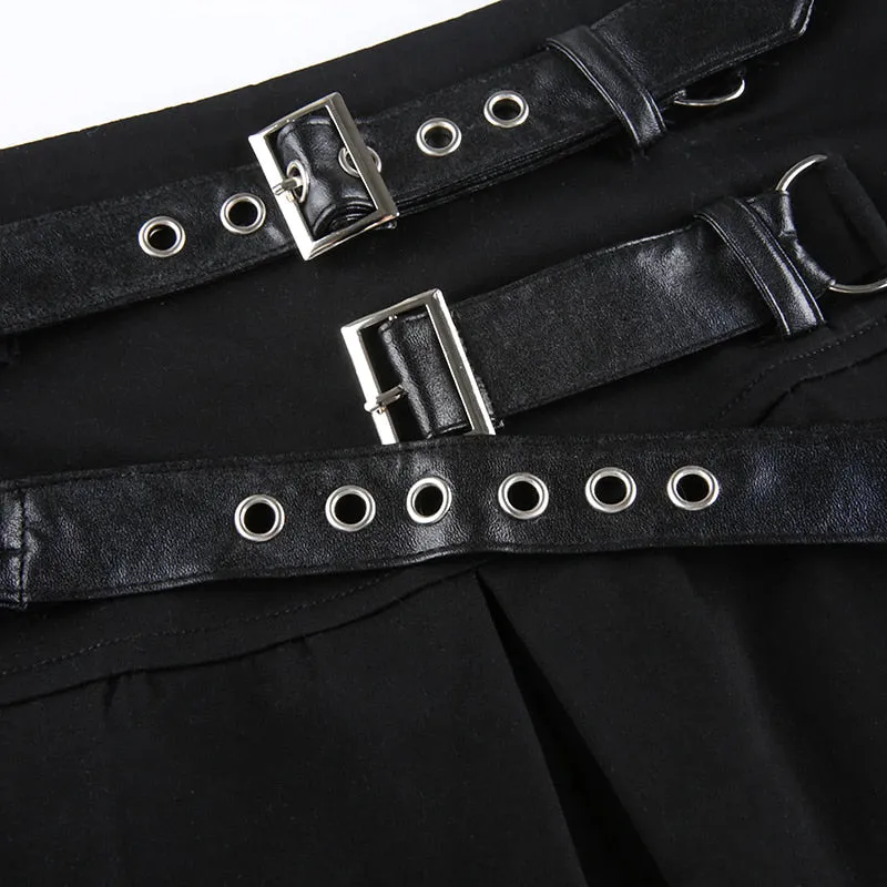 Dark Grunge Pleated Mini Skirt 2 Straps