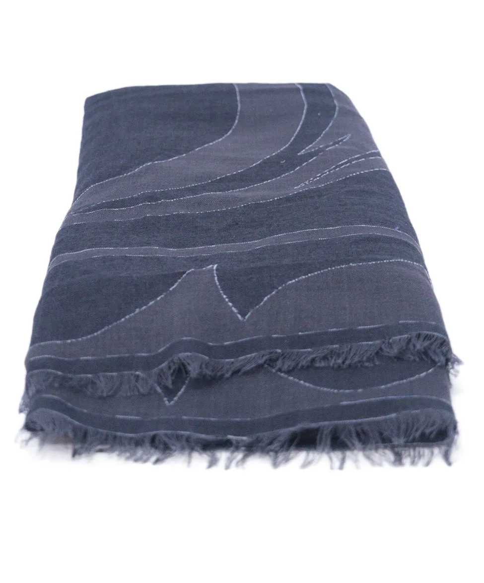 Emilio Pucci Grey & Black Print Wool Scarf