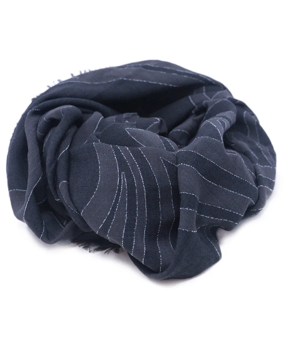 Emilio Pucci Grey & Black Print Wool Scarf