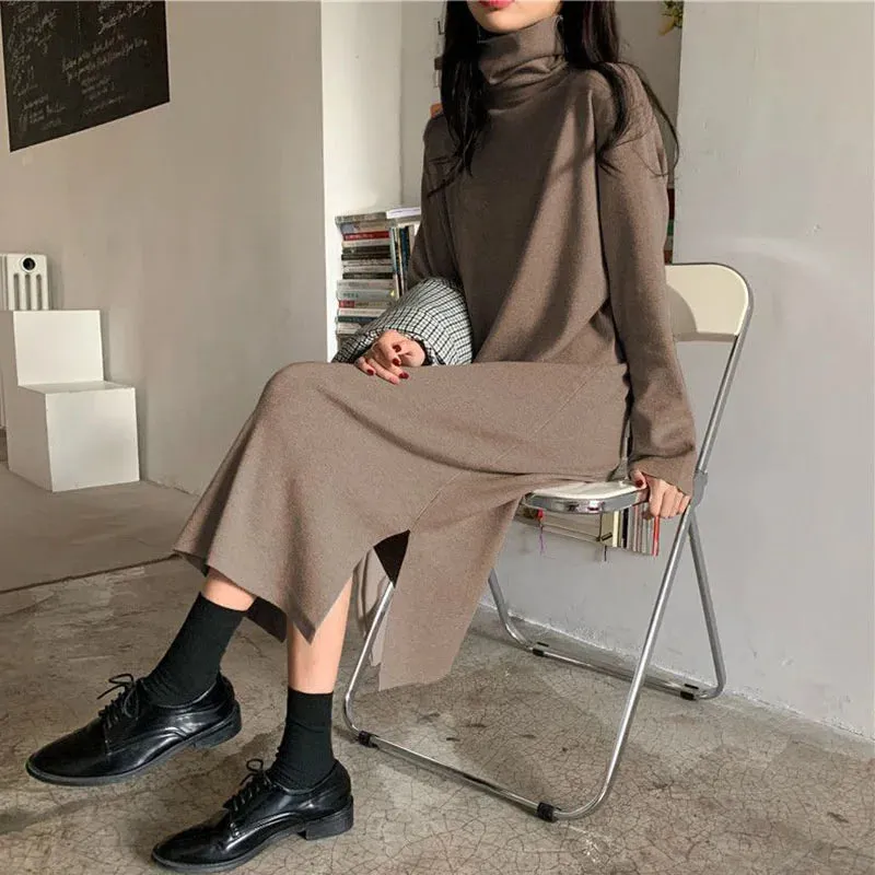 Evangeline - Cozy Turtleneck Long Dress for Women