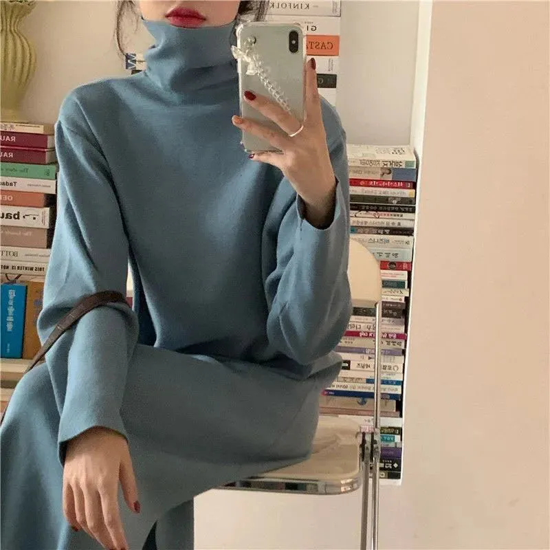 Evangeline - Cozy Turtleneck Long Dress for Women
