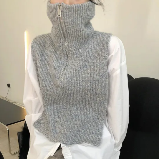 Fashionable Knitted Turtleneck Fashion Vest (One Size)