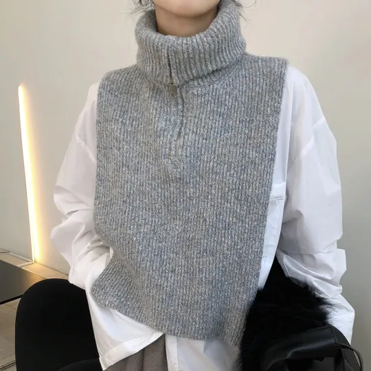 Fashionable Knitted Turtleneck Fashion Vest (One Size)
