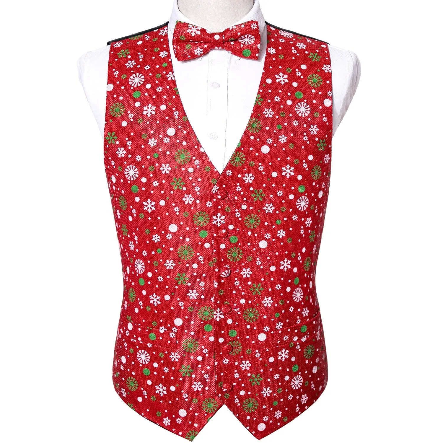 Festive Red Snowflake Jacquard Vest Set