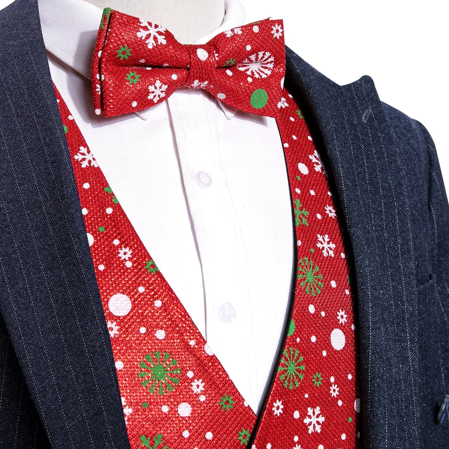 Festive Red Snowflake Jacquard Vest Set