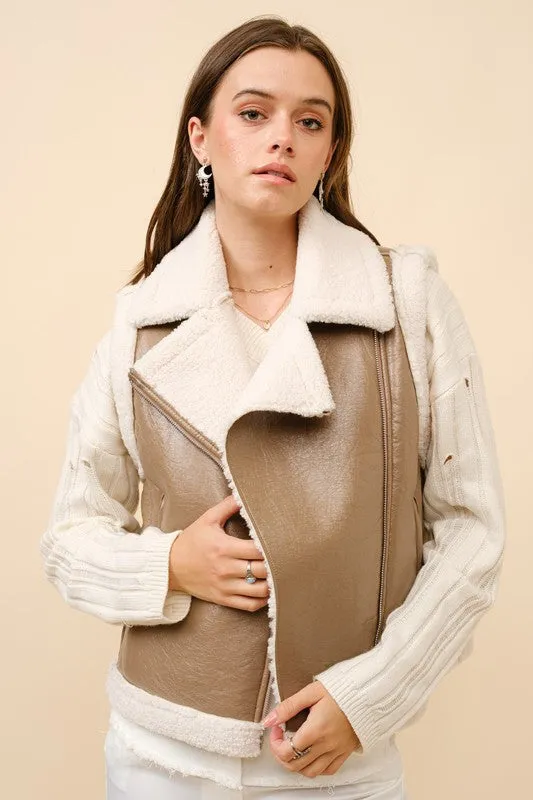 FINAL SALE!! Silverton Shearling Vest in Brown