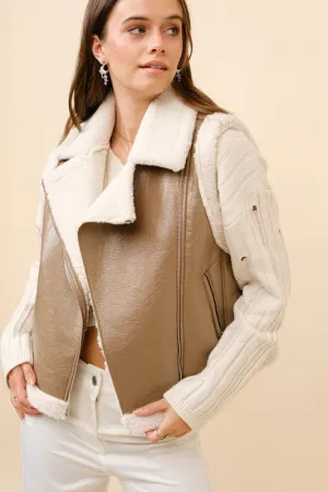 FINAL SALE!! Silverton Shearling Vest in Brown