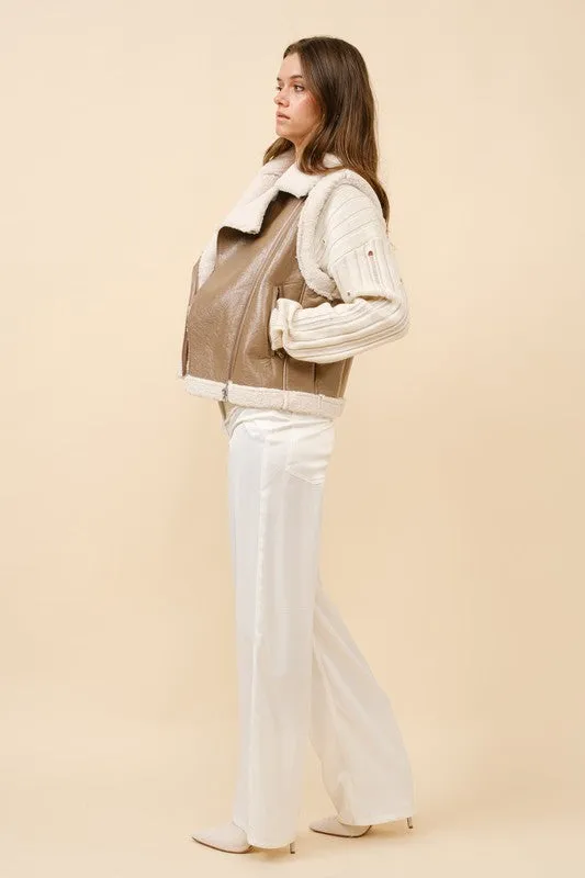 FINAL SALE!! Silverton Shearling Vest in Brown