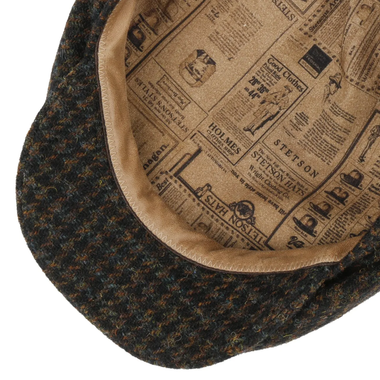 Harris Tweed Houndstooth Driver Cap by Stetson