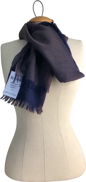 Johnstons of Elgin Navy/Brown Reversible Scarf One Size