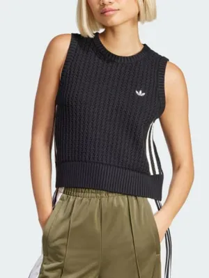 Knitted Vest Black Tank Top