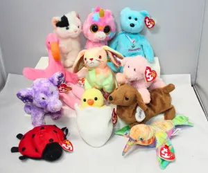 Lot of 11 Beanie Babies | Non-Mint Tags |Bears, Boos, Birds, Unicorns & More