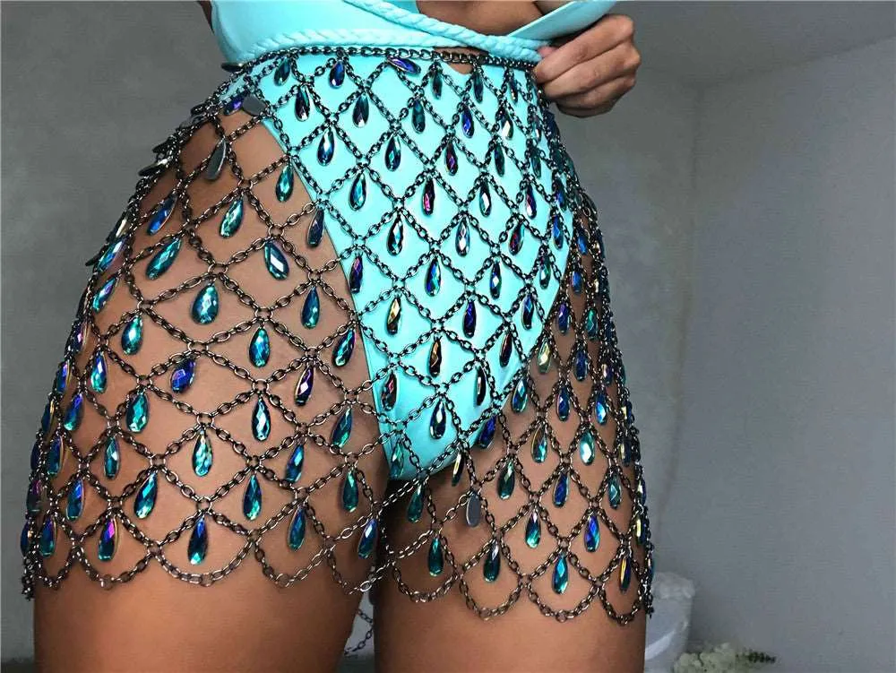 Naomi's Shiny Colorful Crystal Embellished Skirt