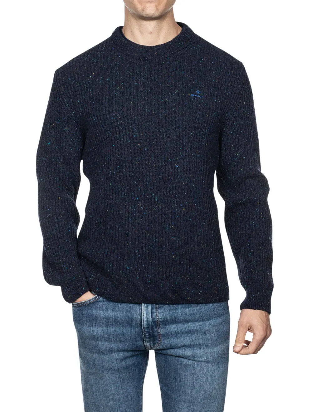 Neps Ribbed Crew Neck Sweater Evening Blue