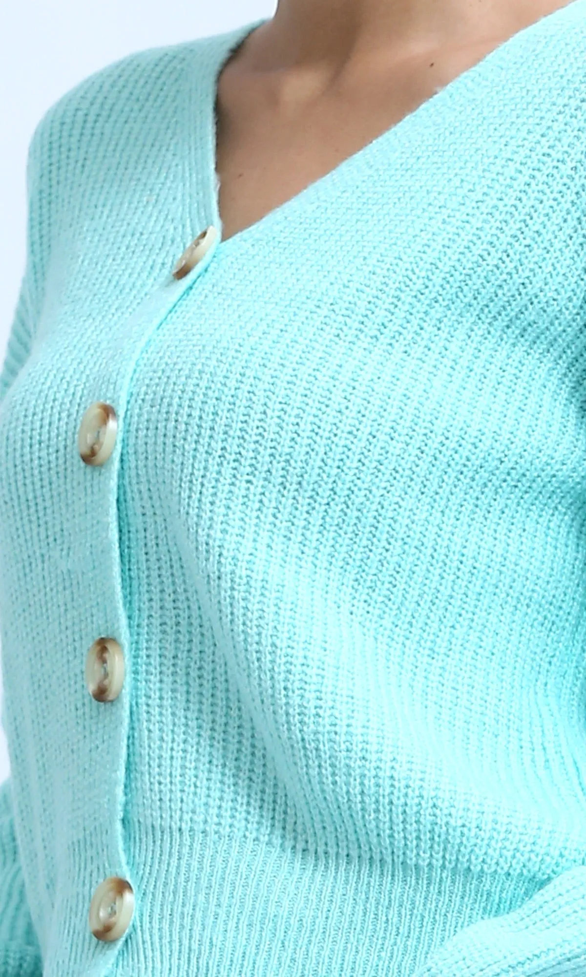 O198715 Winter Long Sleeves Short Cardigan - Mentgreen