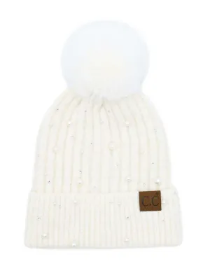 Pearl Pom Beanie