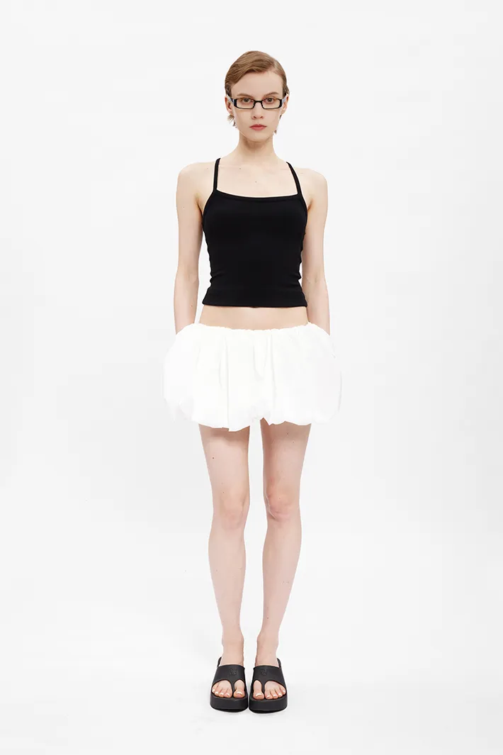 Preppy Mid-Rise Bubble Skirt