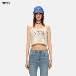 Rye Check Pattern Knitted Suspenders White