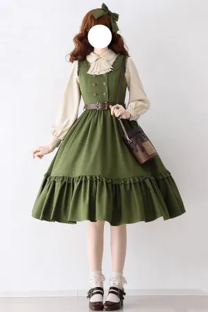 [Small Estate] Sleeveless Ruffle Fishbone Classic Vintage Elegant Lolita Dress 3 Colors