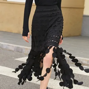 Sonya Midi Skirt with Circle Tassels