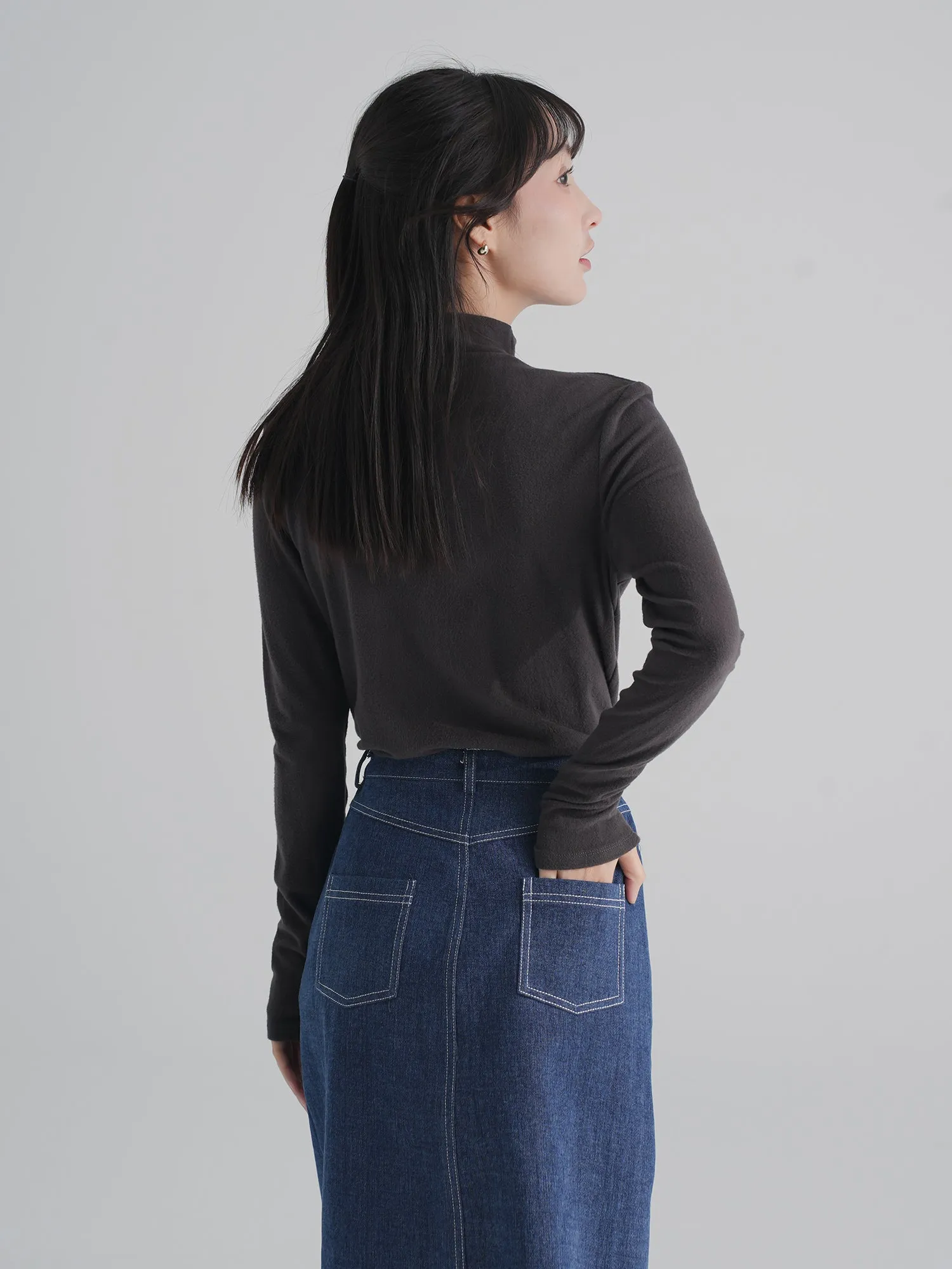 Teddy Furry Funnel Neck Top