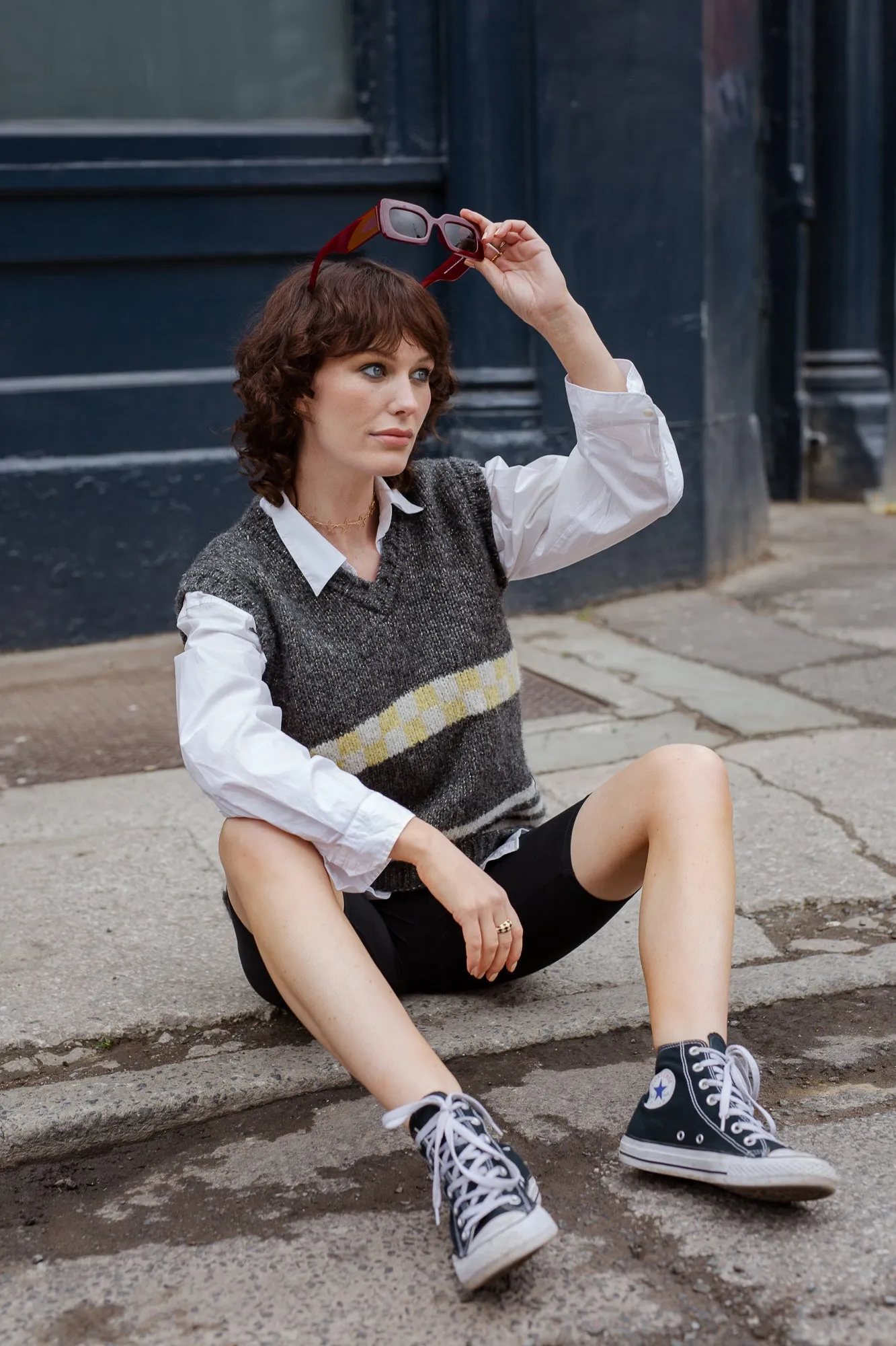 The Harry Checkerboard Lurex Knitted Vest