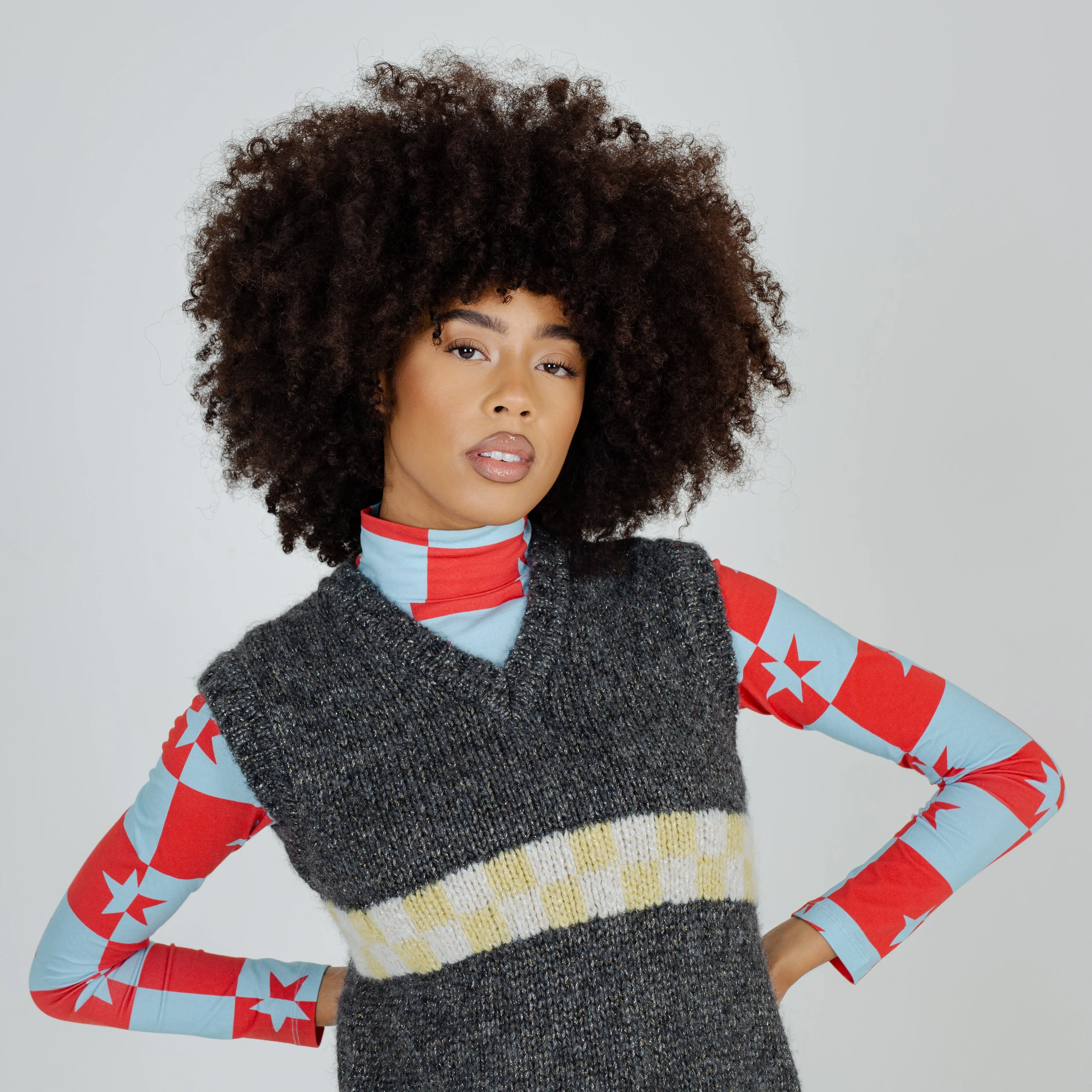 The Harry Checkerboard Lurex Knitted Vest