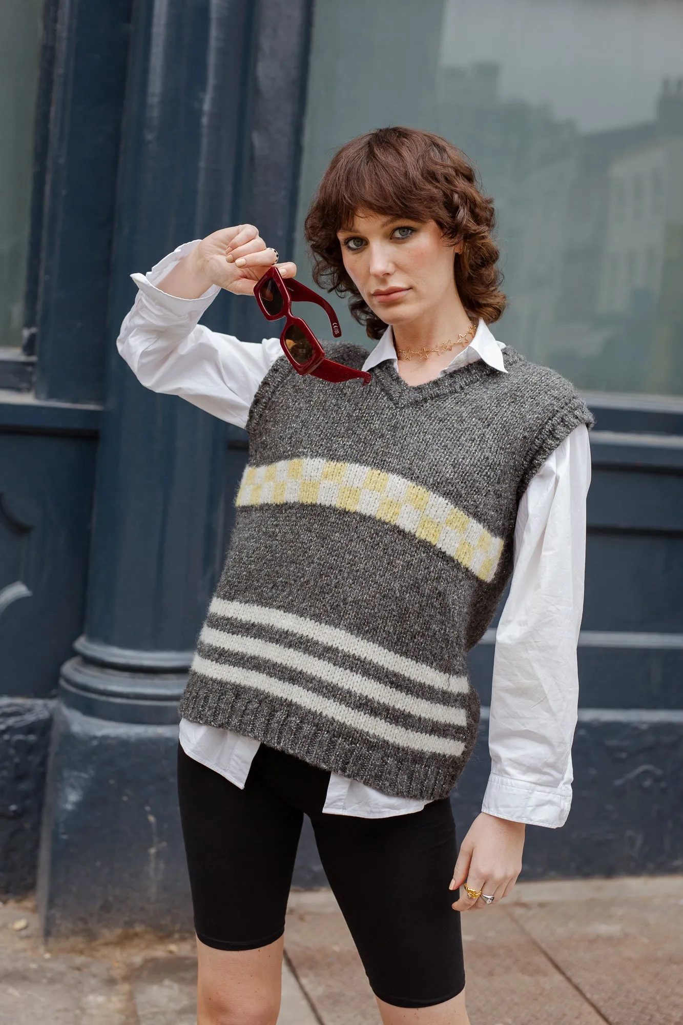 The Harry Checkerboard Lurex Knitted Vest