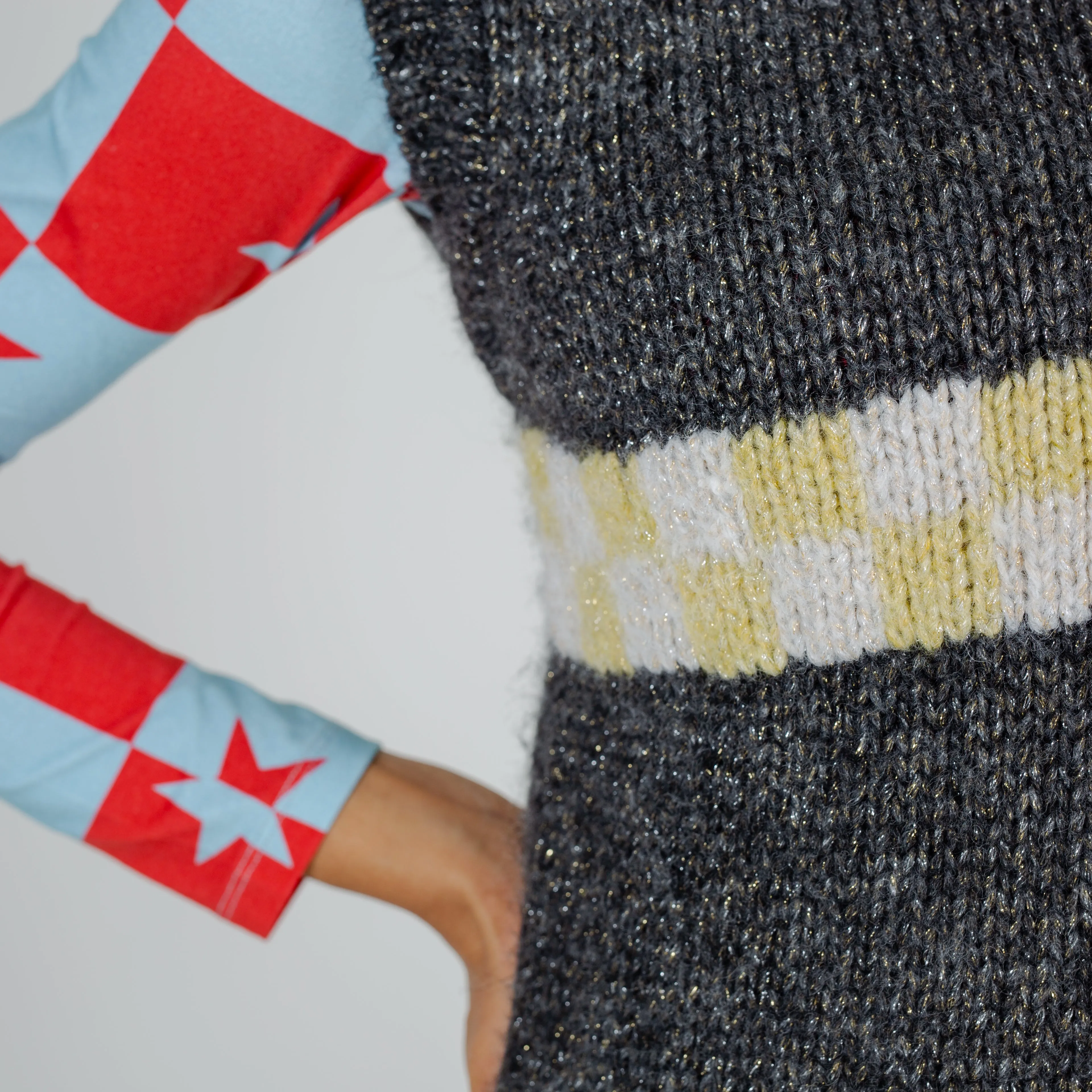 The Harry Checkerboard Lurex Knitted Vest