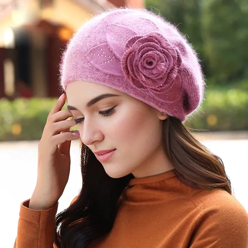 Versatile Knitted Rabbit Hair Thickened Woolen Warm Ear Protection Hat
