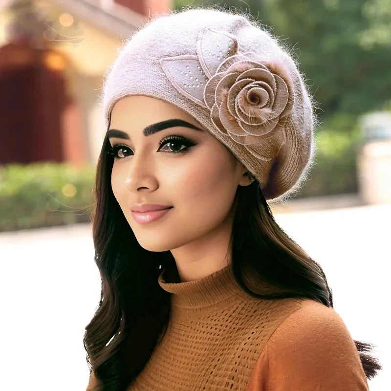 Versatile Knitted Rabbit Hair Thickened Woolen Warm Ear Protection Hat