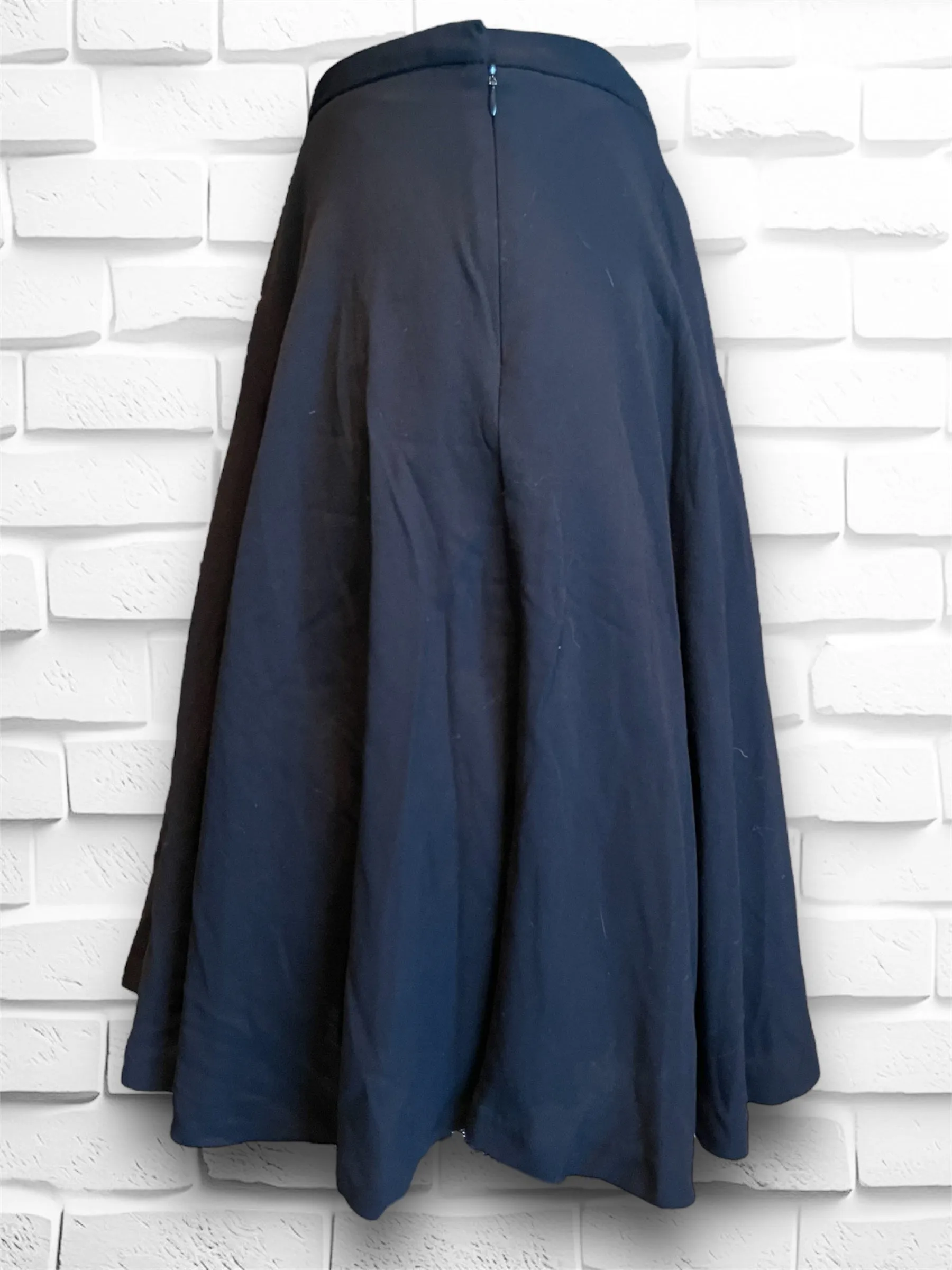 Vintage Full Black Wool Circle Skirt with Several Layers of Under Lining