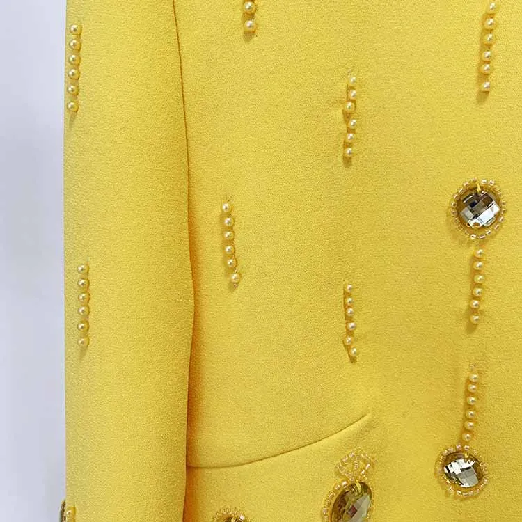 Women's Skirt Suit Fitted Beaded Short Crop Top   Mini Skirt Suit