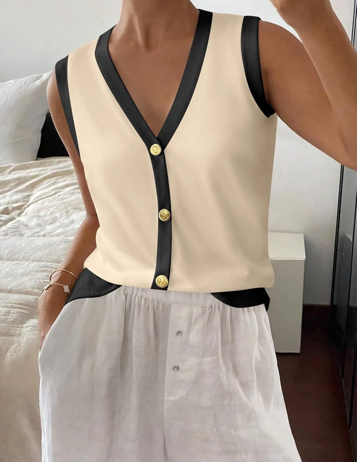 Zeagoo Womens Sweater Vest V Neck Button Down Shirts