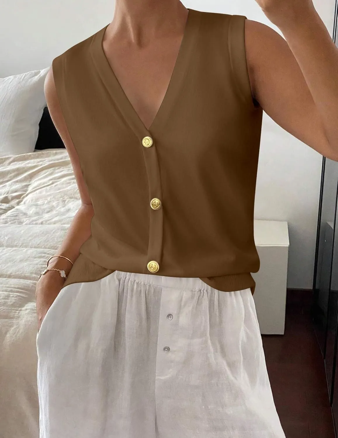 Zeagoo Womens Sweater Vest V Neck Button Down Shirts
